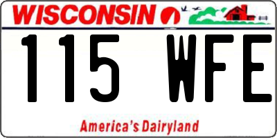 WI license plate 115WFE