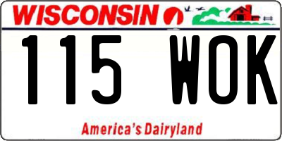 WI license plate 115WOK
