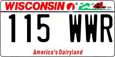 WI license plate 115WWR