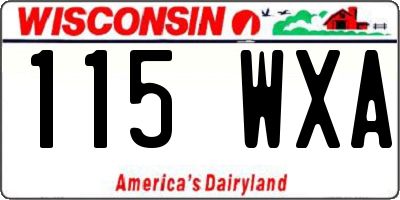 WI license plate 115WXA