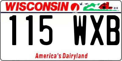 WI license plate 115WXB