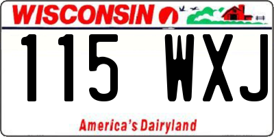WI license plate 115WXJ