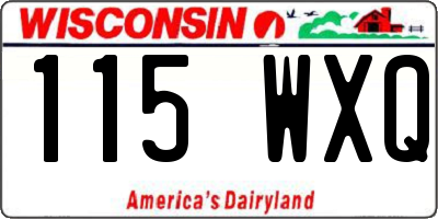 WI license plate 115WXQ