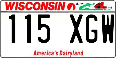 WI license plate 115XGW
