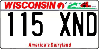 WI license plate 115XND