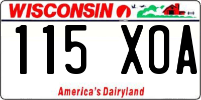 WI license plate 115XOA