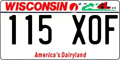 WI license plate 115XOF