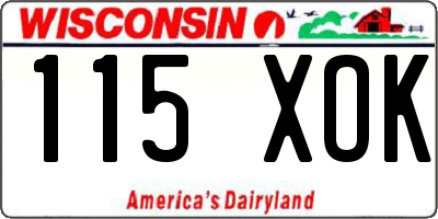 WI license plate 115XOK