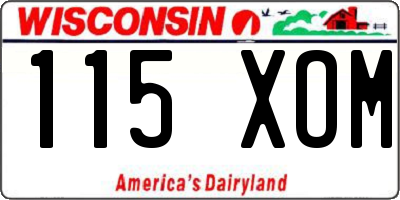 WI license plate 115XOM