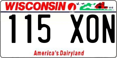 WI license plate 115XON