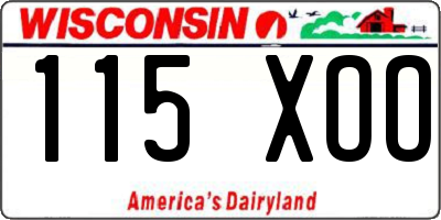 WI license plate 115XOO