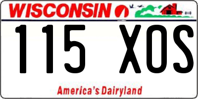 WI license plate 115XOS
