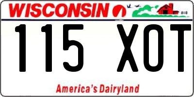 WI license plate 115XOT