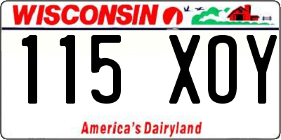 WI license plate 115XOY