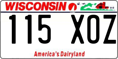 WI license plate 115XOZ