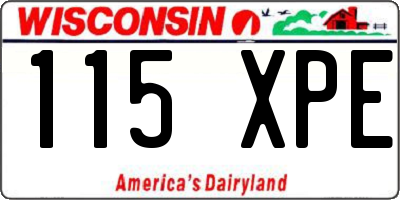 WI license plate 115XPE