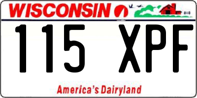 WI license plate 115XPF