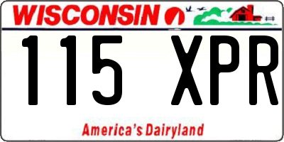 WI license plate 115XPR