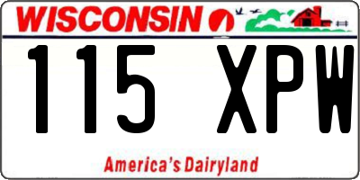 WI license plate 115XPW