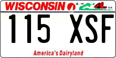 WI license plate 115XSF