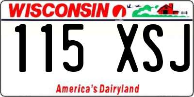 WI license plate 115XSJ