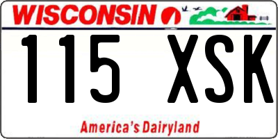 WI license plate 115XSK