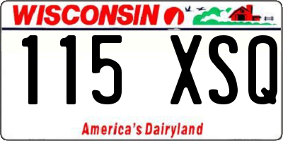 WI license plate 115XSQ