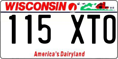 WI license plate 115XTO