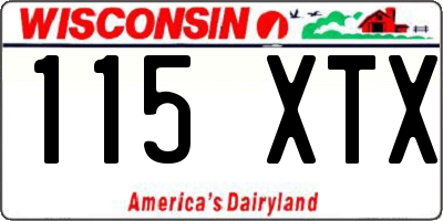 WI license plate 115XTX