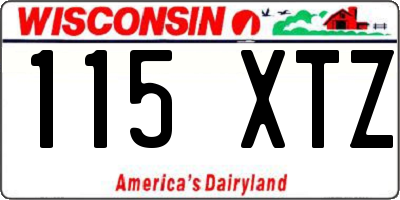 WI license plate 115XTZ