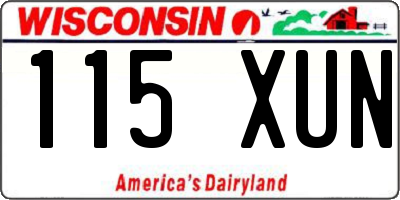 WI license plate 115XUN