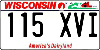 WI license plate 115XVI