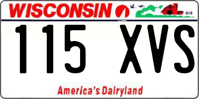 WI license plate 115XVS