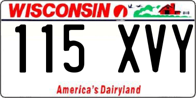 WI license plate 115XVY