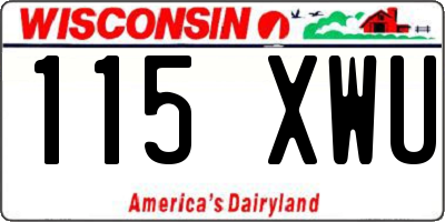 WI license plate 115XWU