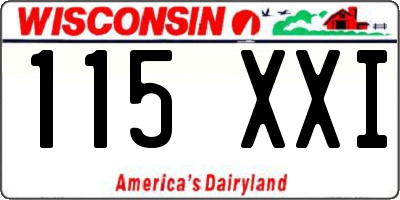 WI license plate 115XXI
