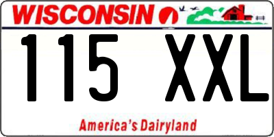 WI license plate 115XXL
