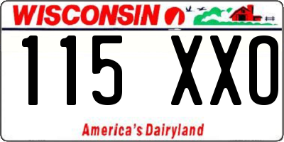 WI license plate 115XXO