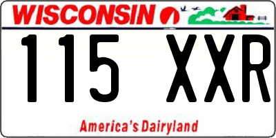 WI license plate 115XXR