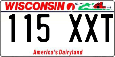 WI license plate 115XXT