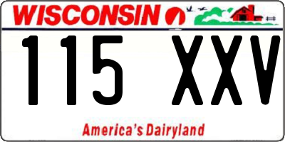 WI license plate 115XXV