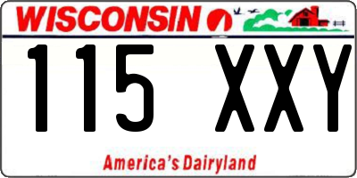 WI license plate 115XXY