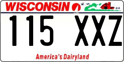 WI license plate 115XXZ