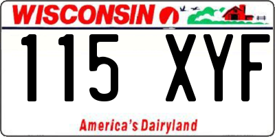 WI license plate 115XYF