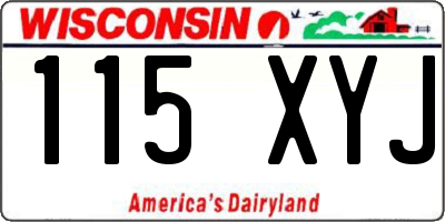 WI license plate 115XYJ
