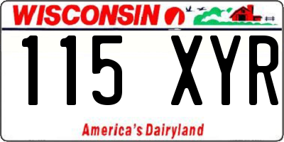 WI license plate 115XYR