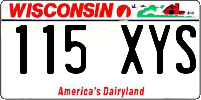 WI license plate 115XYS