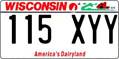WI license plate 115XYY