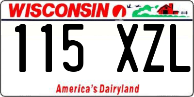 WI license plate 115XZL