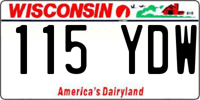 WI license plate 115YDW